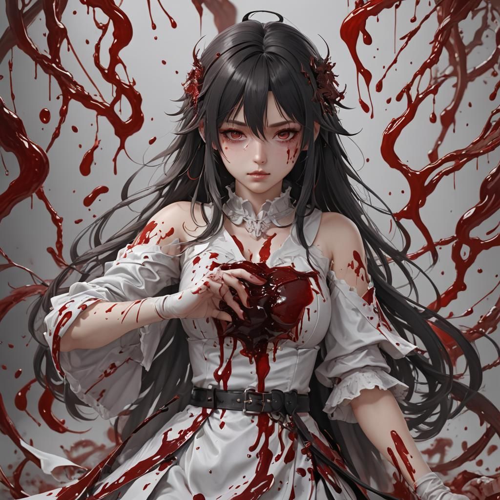 Anime Blood Art Inspired by WLOP, 3D Rendered