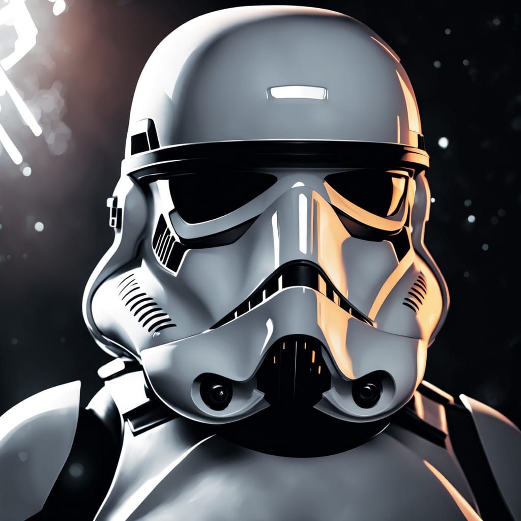 Close-up of Stormtrooper Helmet in Digital Painting Style