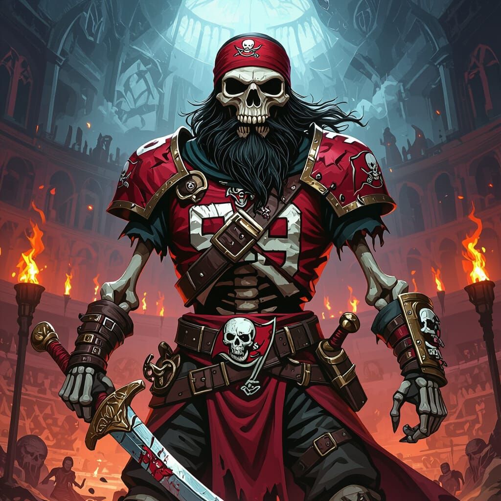 Undead Skeleton Blood Bowl Player in Pirate Tampa Bay Unifor...