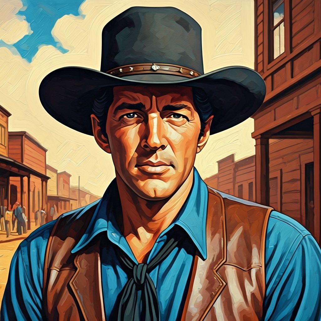 Dean Martin Impressionistic Portrait in Cowboy Attire