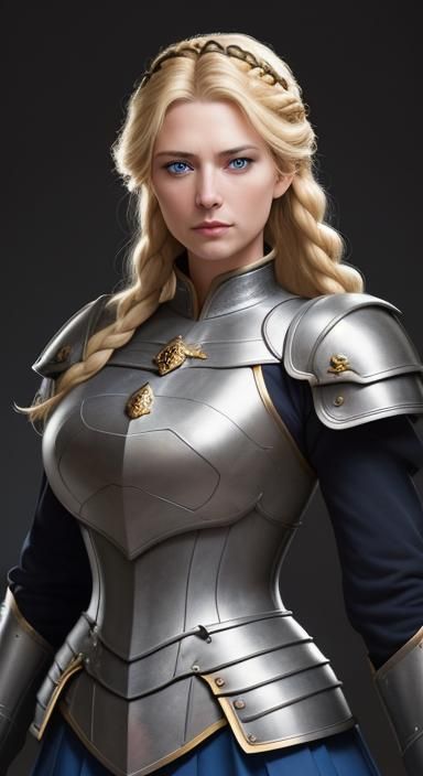 Medieval Female Officer with Stark Expression