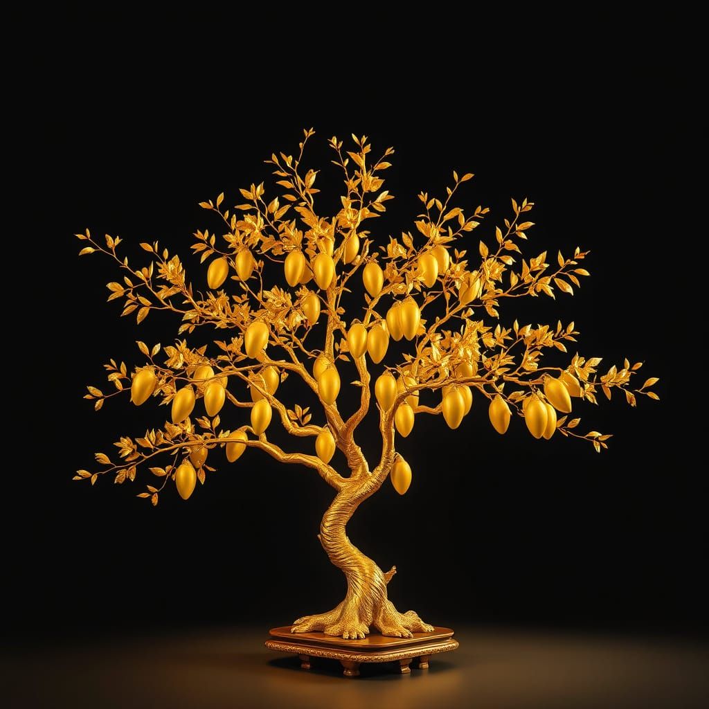 Golden Mango Tree Made of Solid Gold