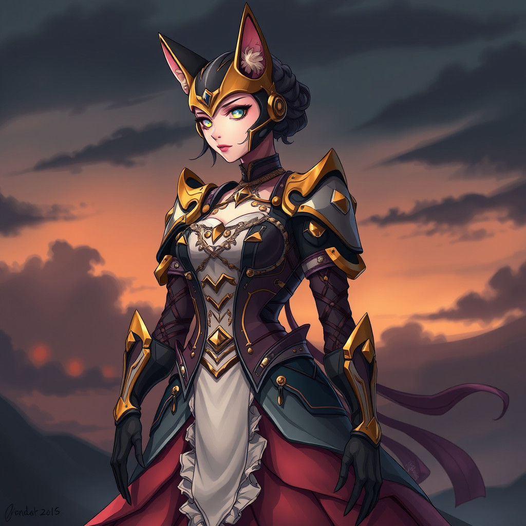 The inexperienced female Liepard-morph cyborg. Her wardrobe is elaborate.