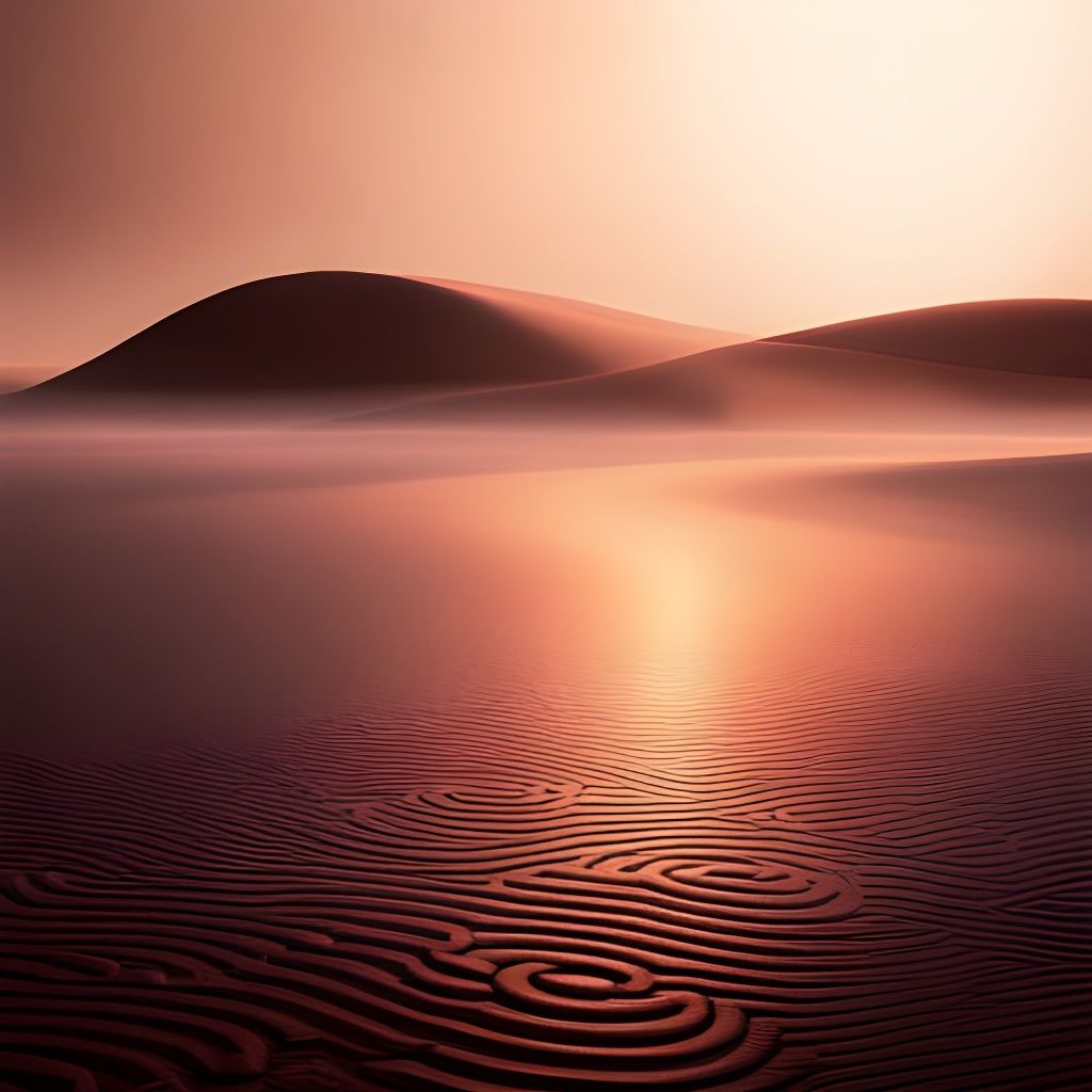 Complex Landscape with Intricate Patterns in Neutral Palette