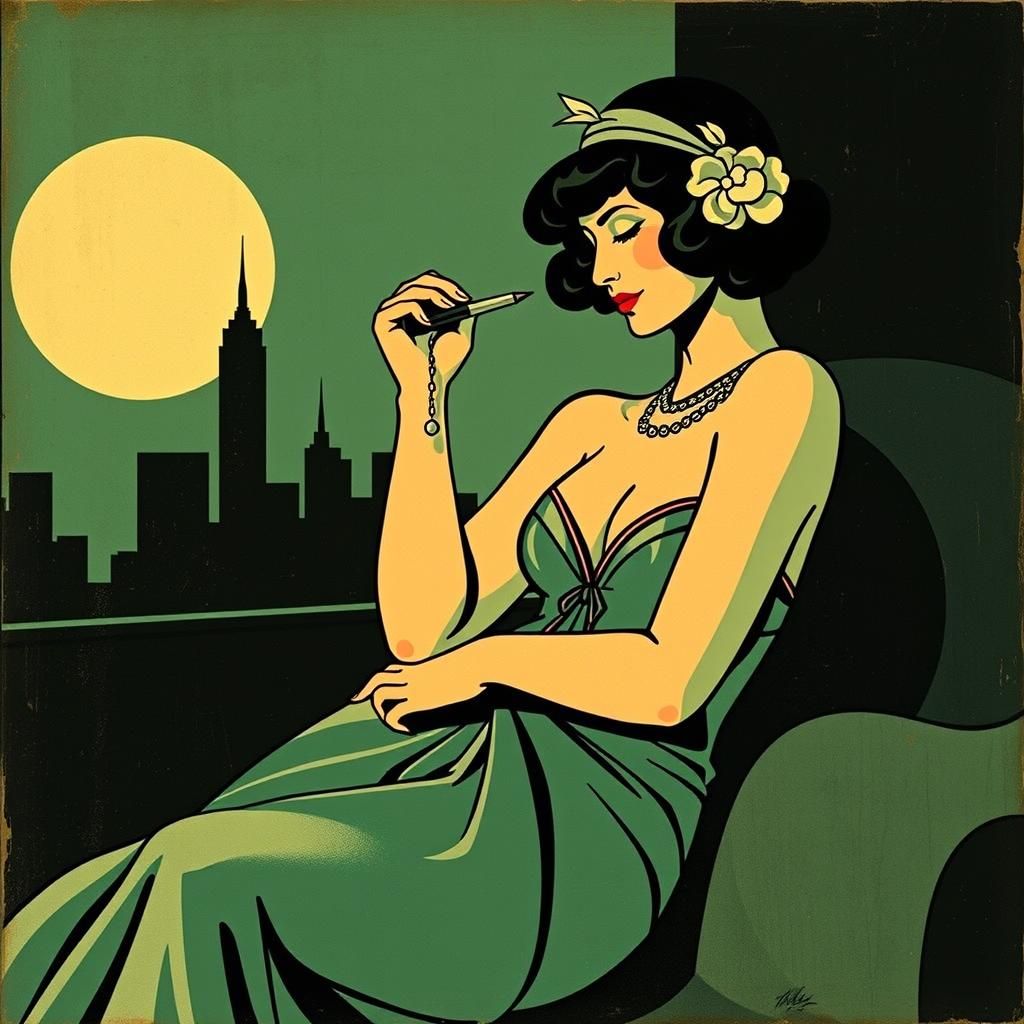 Roaring Twenties Portrait in Lempicka Style