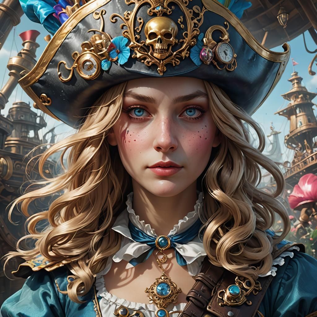Alice in Wonderland as Pirate, Detailed Portrait