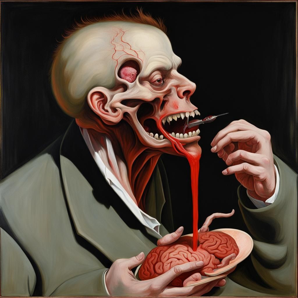 Demon Drinking Blood: A Francis Bacon-esque Nightmare