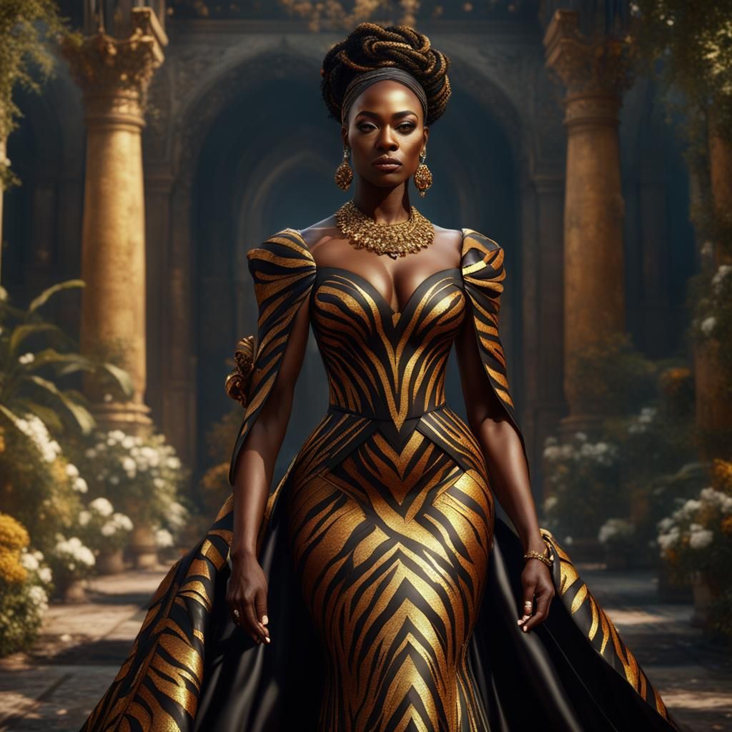 Black Woman in Tiger's Eye Wedding Dress