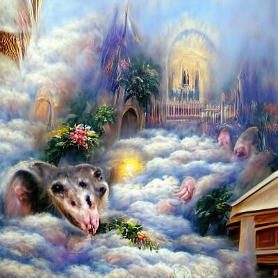 Happy Possum in Ethereal Heaven, Religious Theme