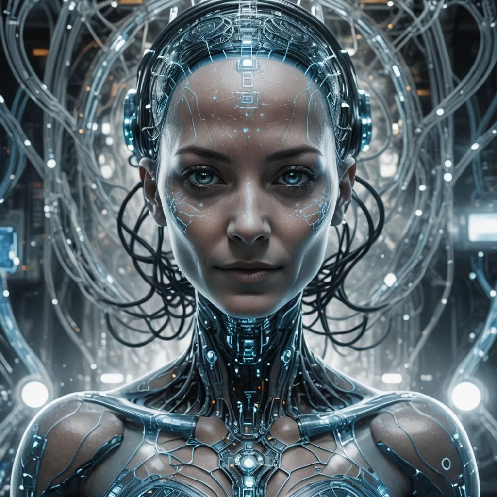 Energy Woman Portrait in Hyperrealistic Digital Art