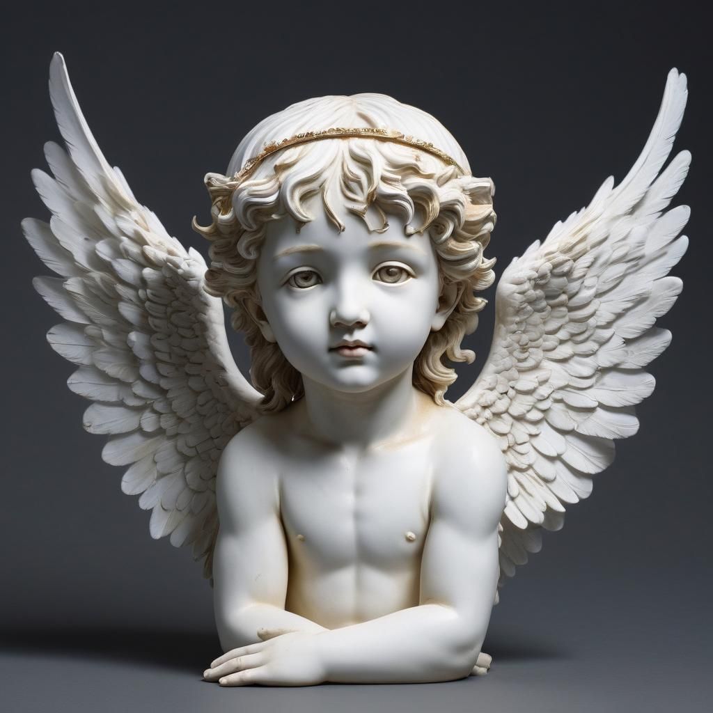 Angelic Cherub Face Surrounded by Wings