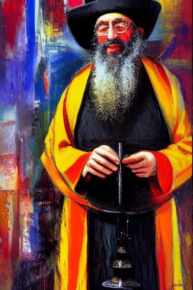 Chassidic Rabbi Portrait in Oil on Canvas