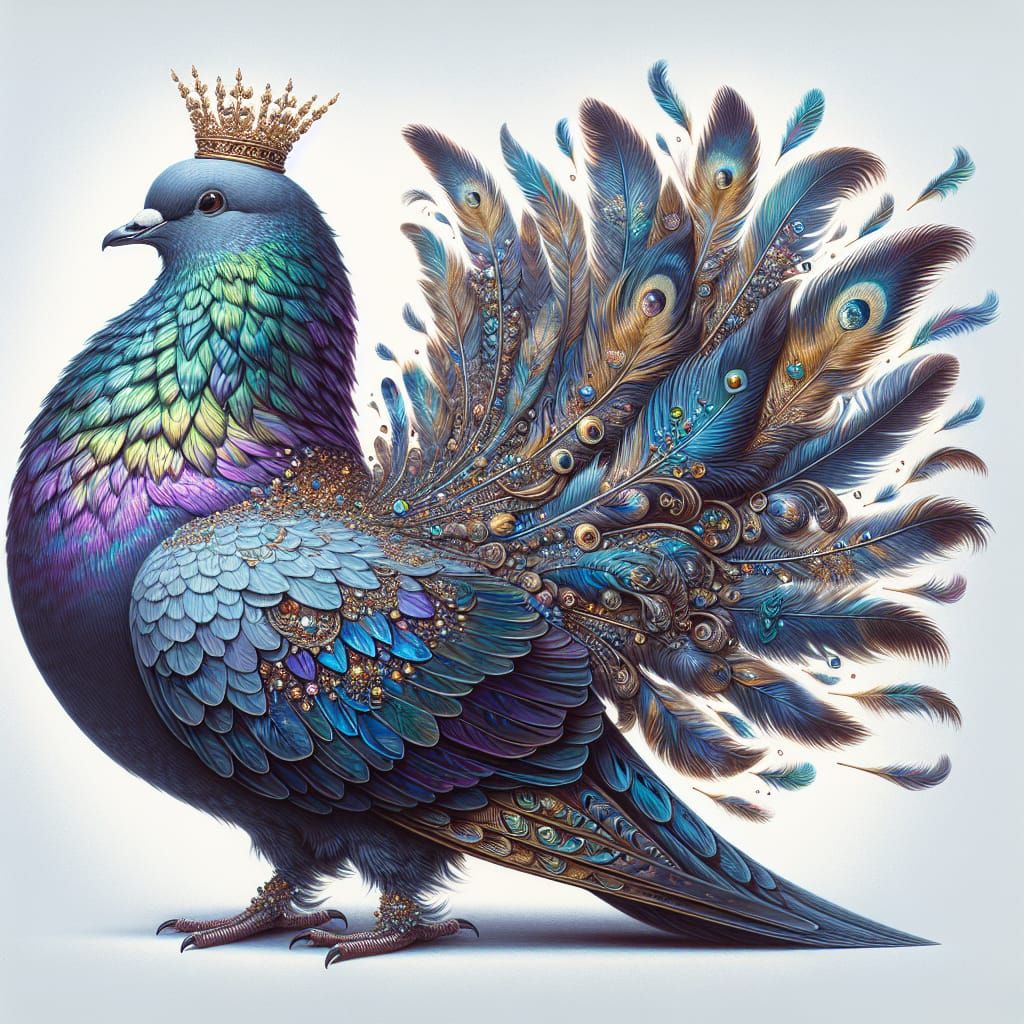Resplendent Pigeon Queen with Iridescent Plumage