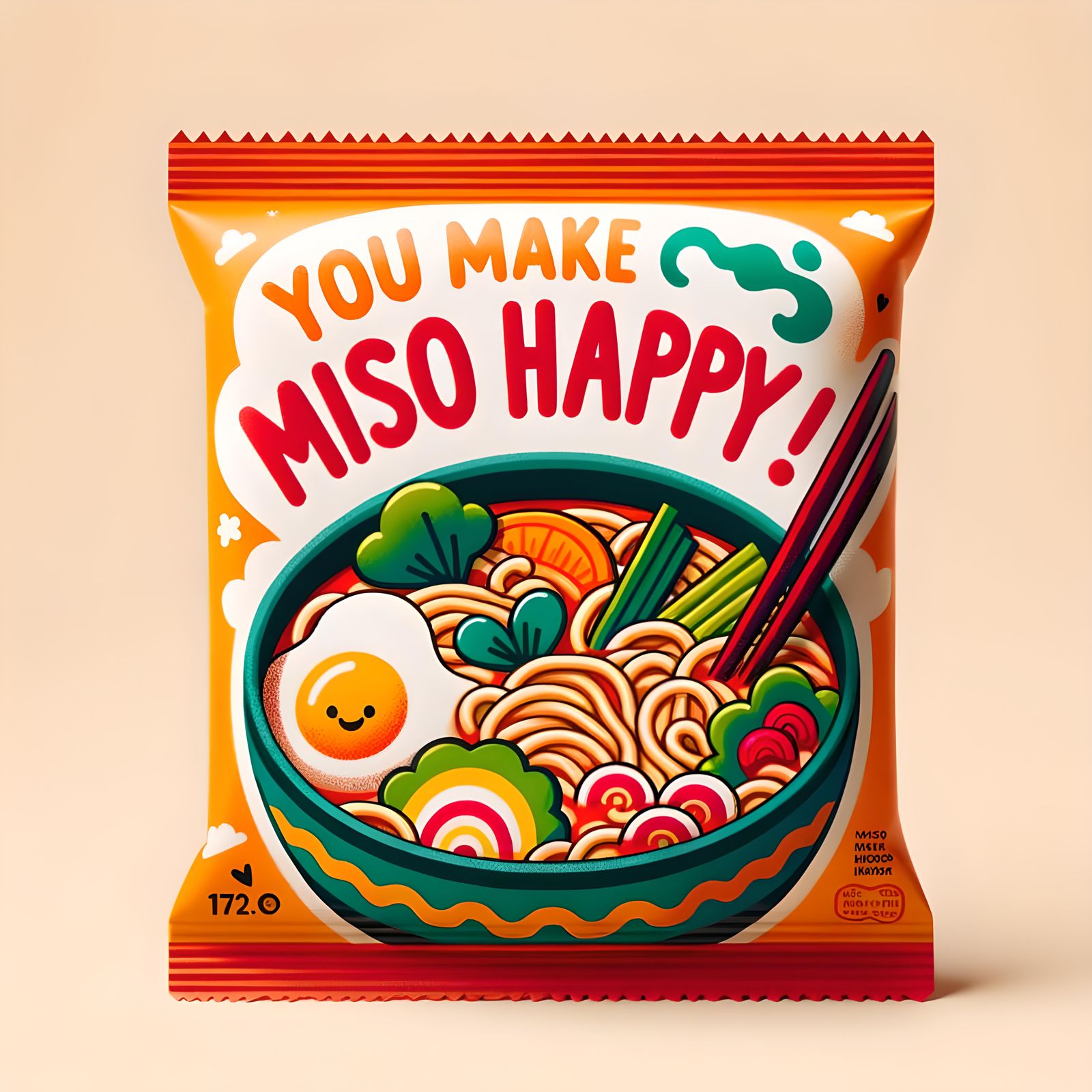 Playful Miso Noodle Soup Packet Design