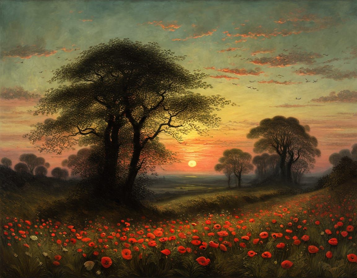 Poppies in Pink Evening Light