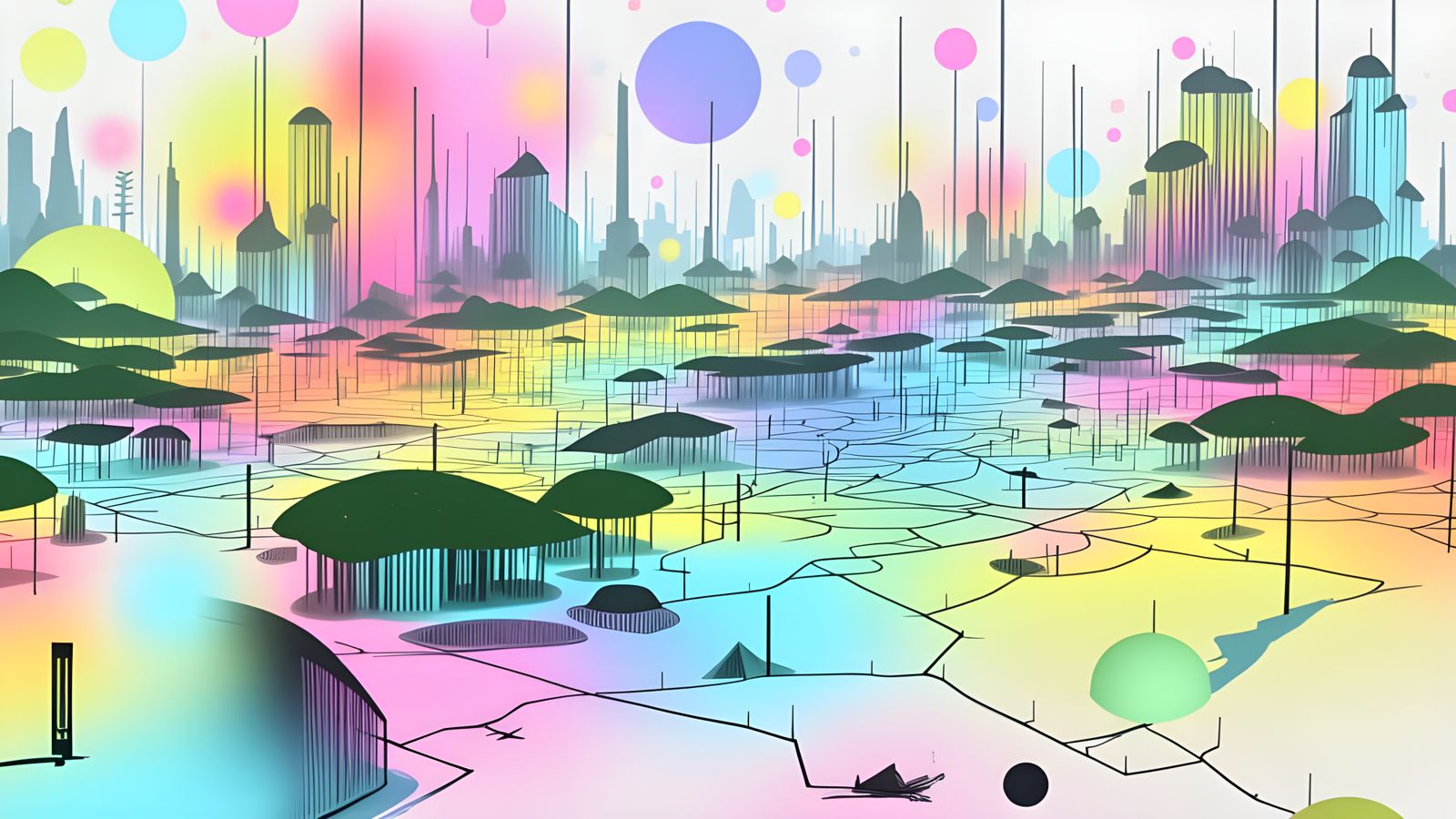 Abstract Landscape of Circuits, Moss, and Rivers