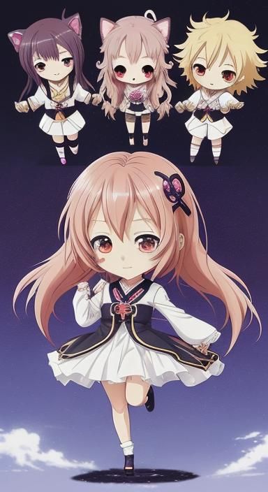 Chibi Anime Key Visual in Japanese Manga Style