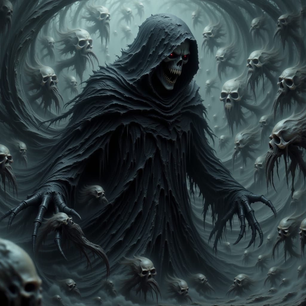 Grim Reaper Unleashes Tormented Scream in a Vortex of Despai...