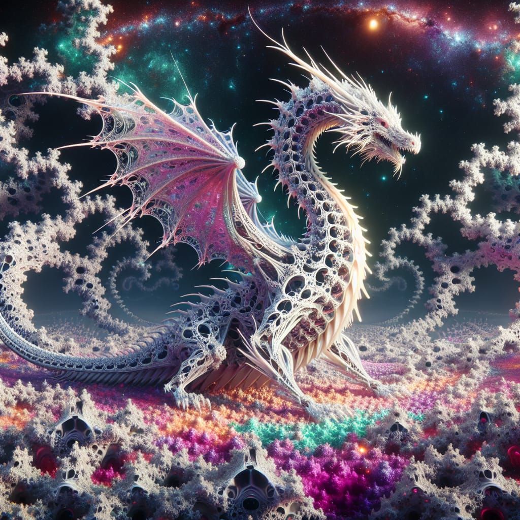 Fractal Dragon in Cosmic Neon Landscape