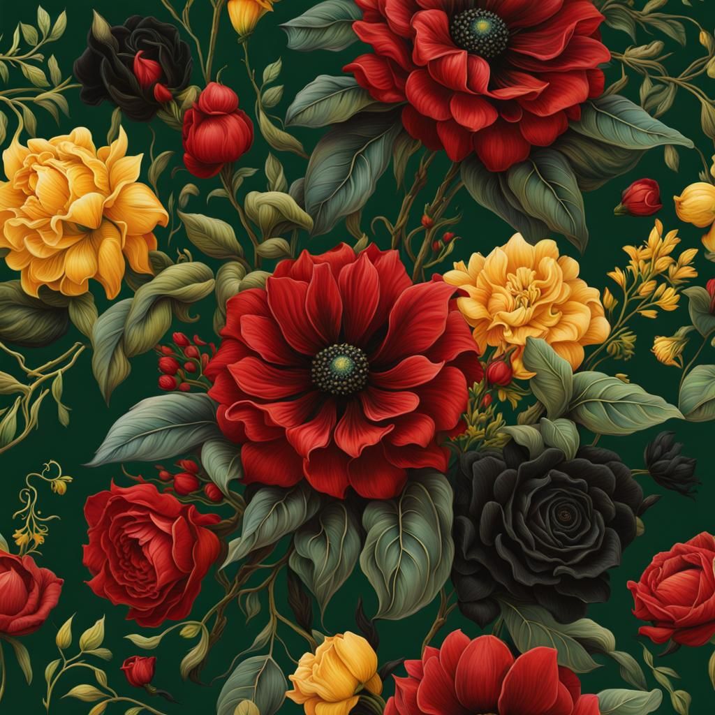 Enchanted Red and Black Floral Bouquet