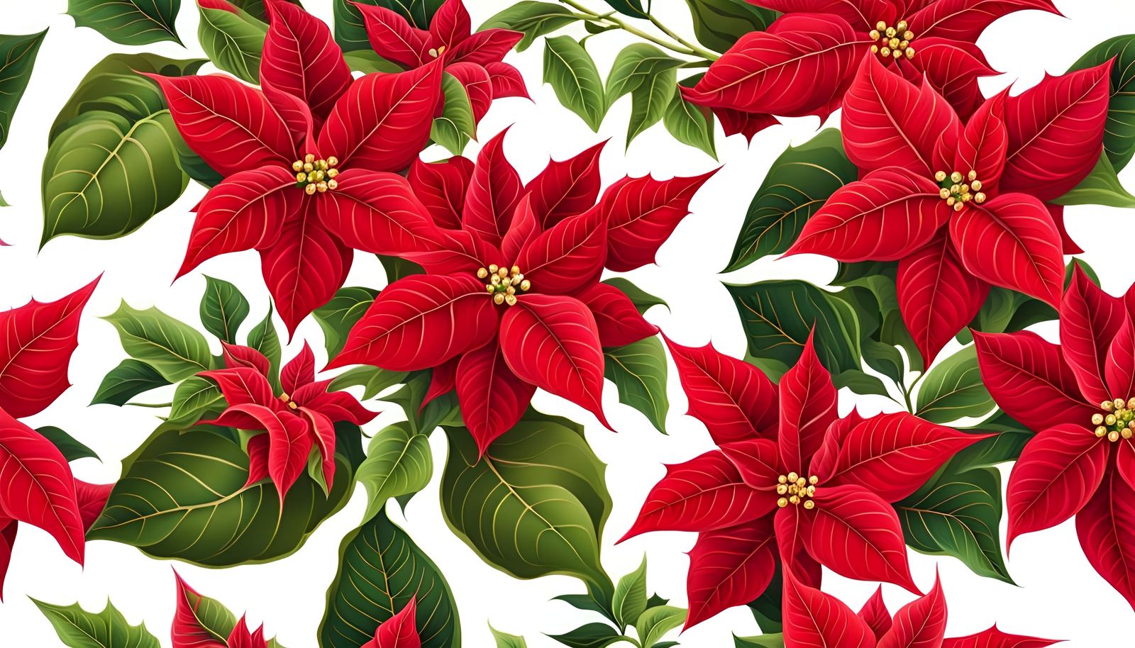 Festive Poinsettias on White Background