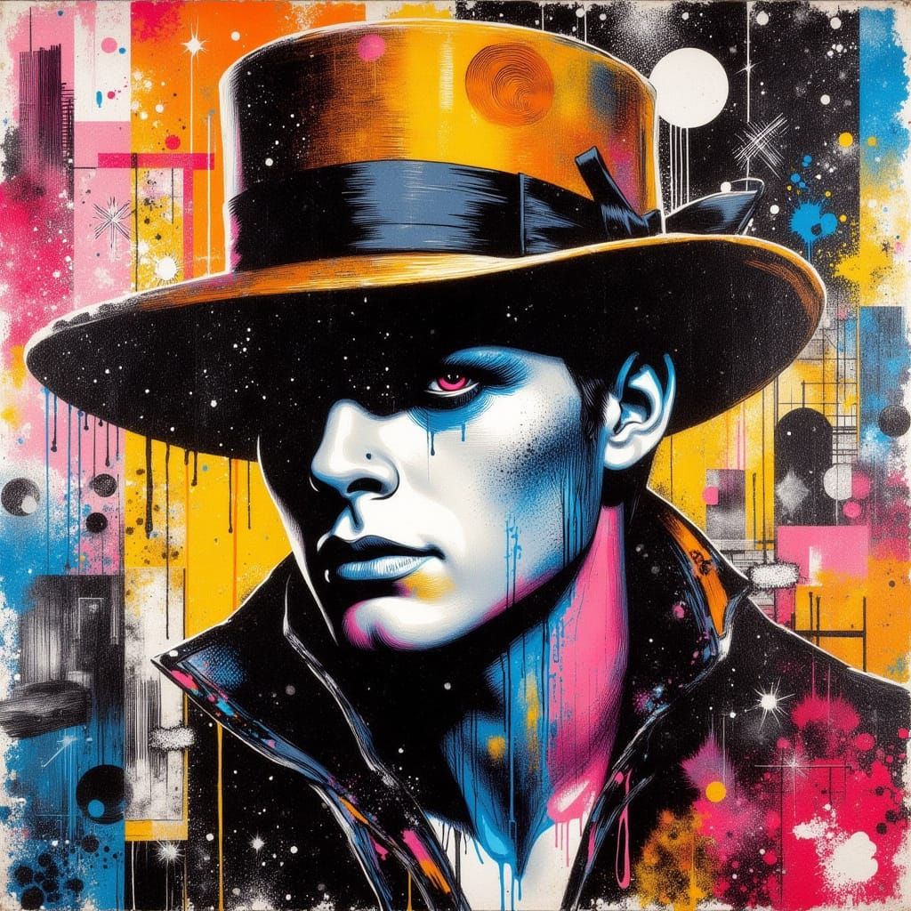 Vibrant Abstract Portrait in Expressionist Style