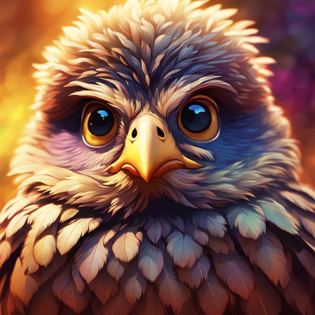 Grumpy Chick in Dreamlike Fantasy Illustration