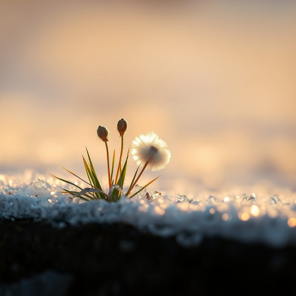 Cottongrass Frozen in Ice: Macrophotography in Golden Light