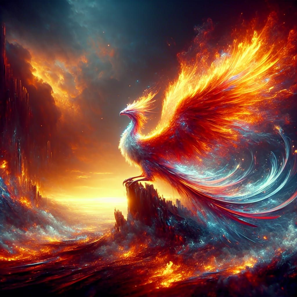 Majestic Phoenix Reborn: A Digital Matte Painting