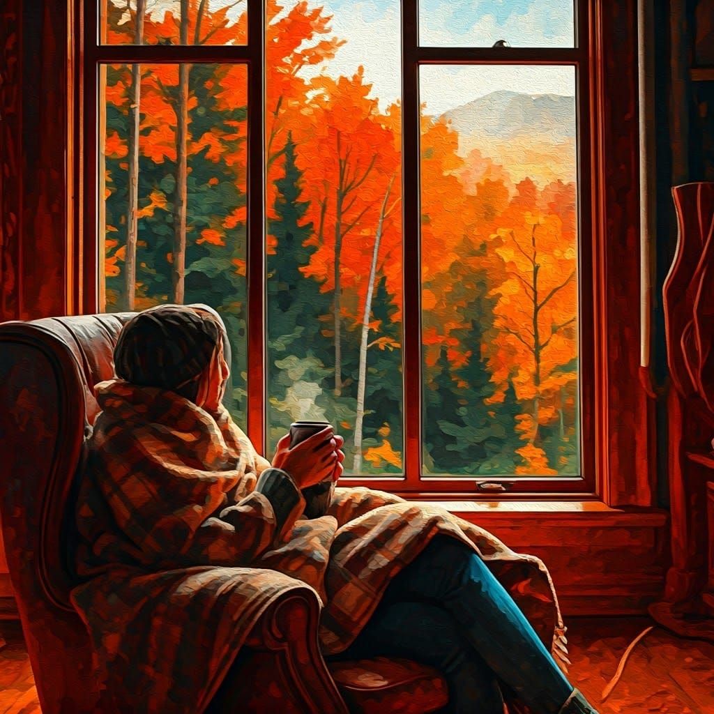 Cozy Autumn Afternoon in Warm Art Nouveau Style