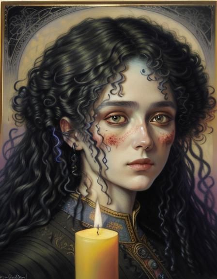 Woman's Face Emerging from Candle Smoke