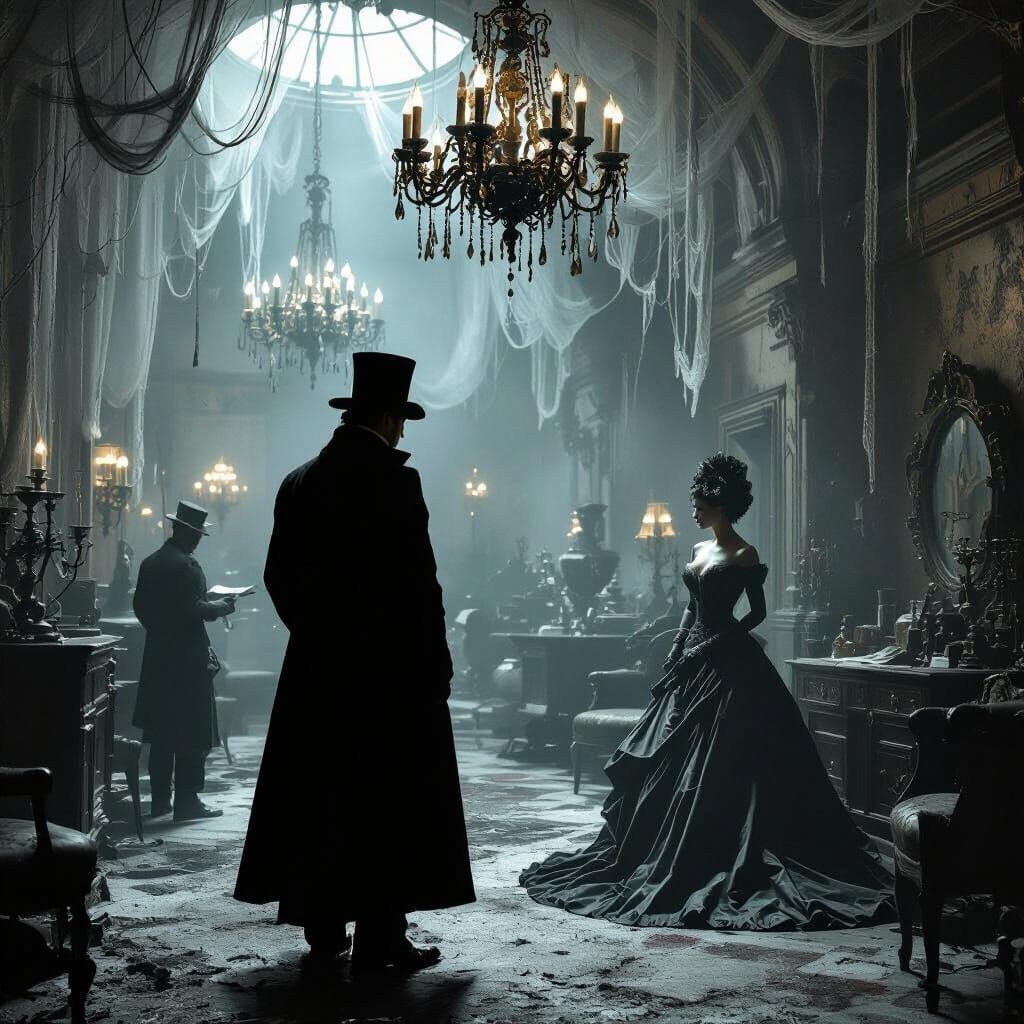 Dark Noir Scene in Industrial Gothic Style