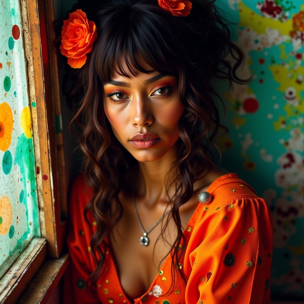 Geisha Punk Portrait in Vibrant Colors