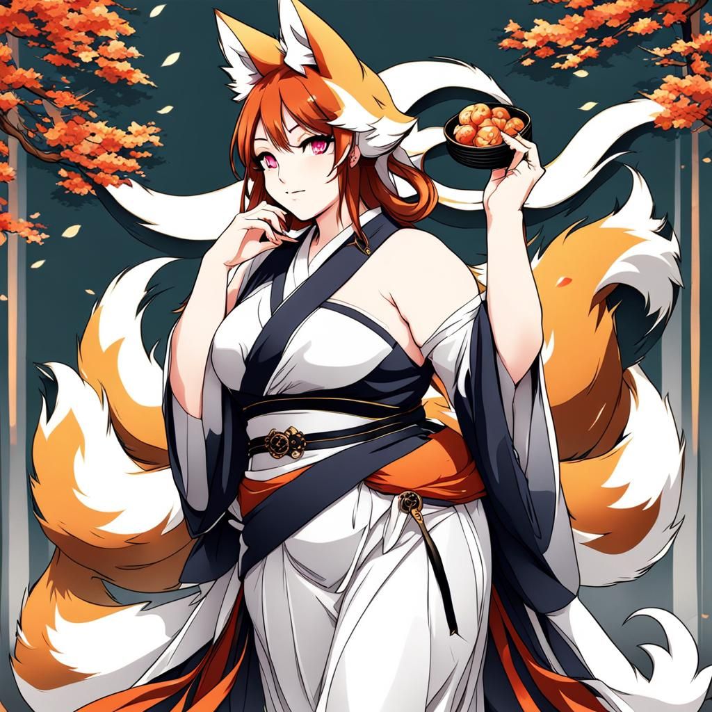 Anime Kitsune Woman with Curvy Figure