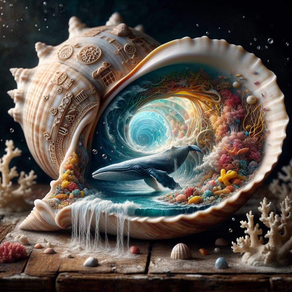 Underwater Fantasy World Inside Seashell