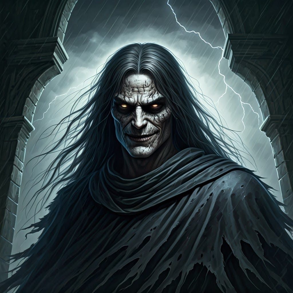 Dark Gothic Figure Charged with Lightning