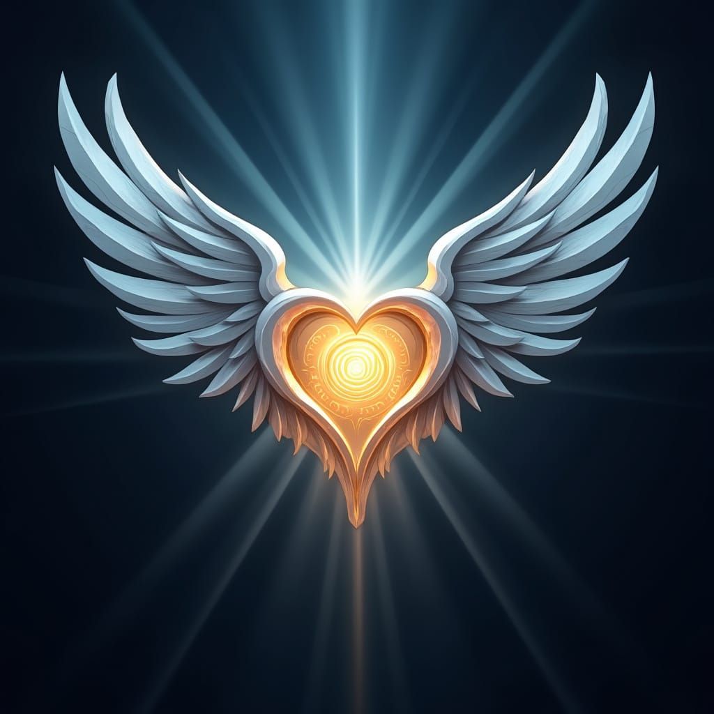 Mystical Angel Wings Logo with Golden Spiral