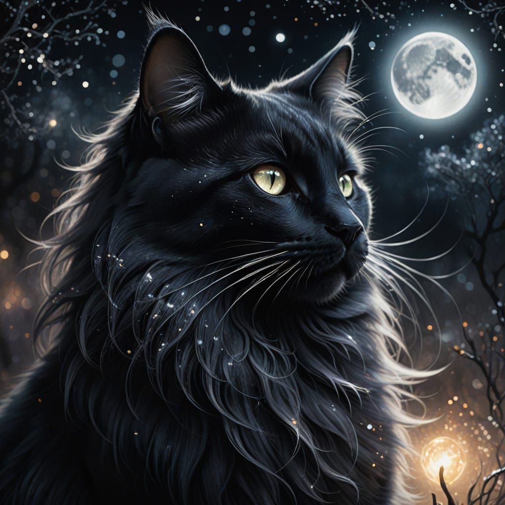 Black Cat Conjures Silver Magic in Dark Fantasy