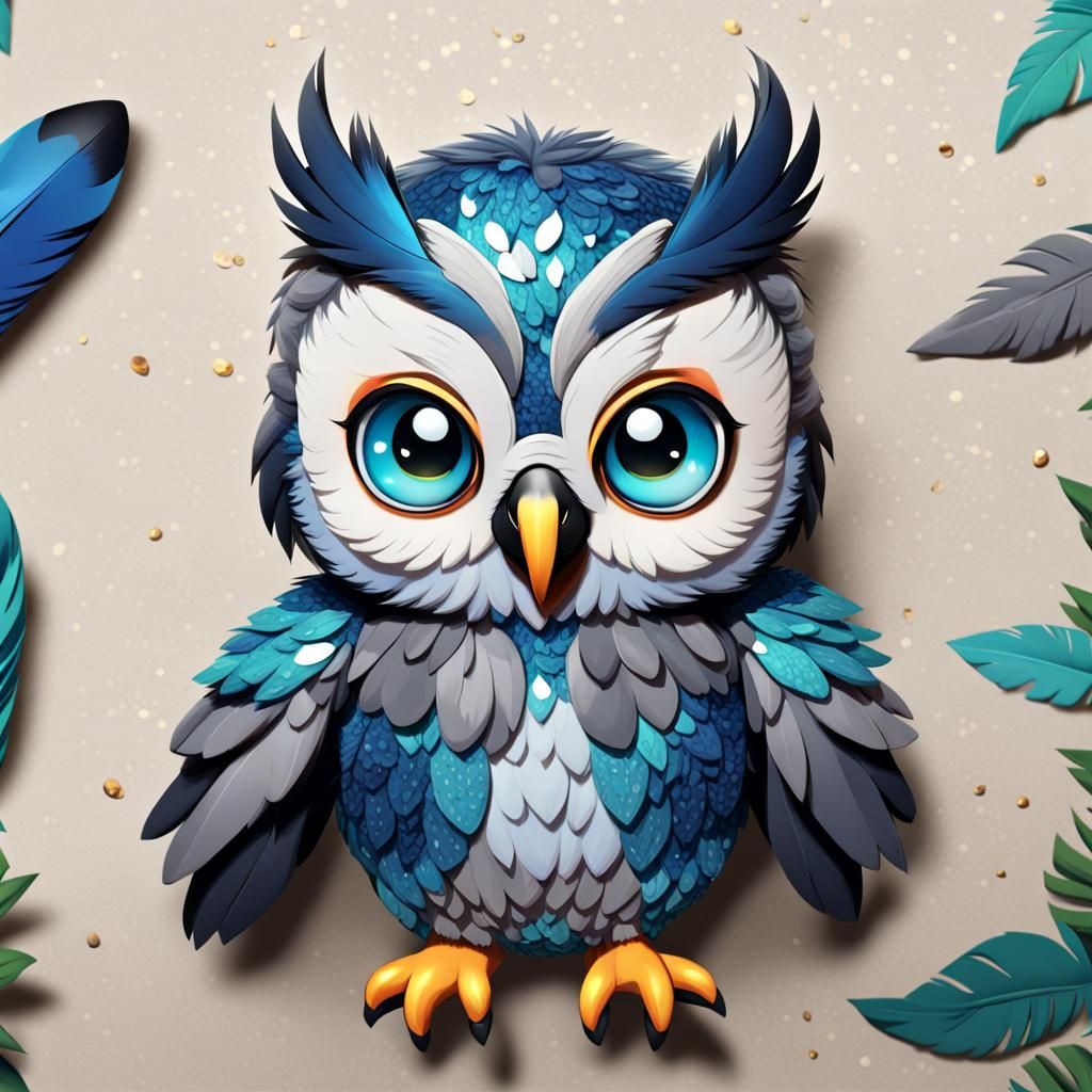 Chibi Owl in Tropical Rainforest, Masterpiece