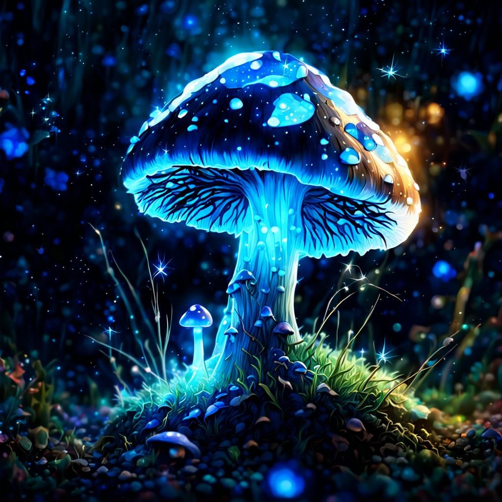 Glowing Crystal Mushroom in Dark Fantasy Art