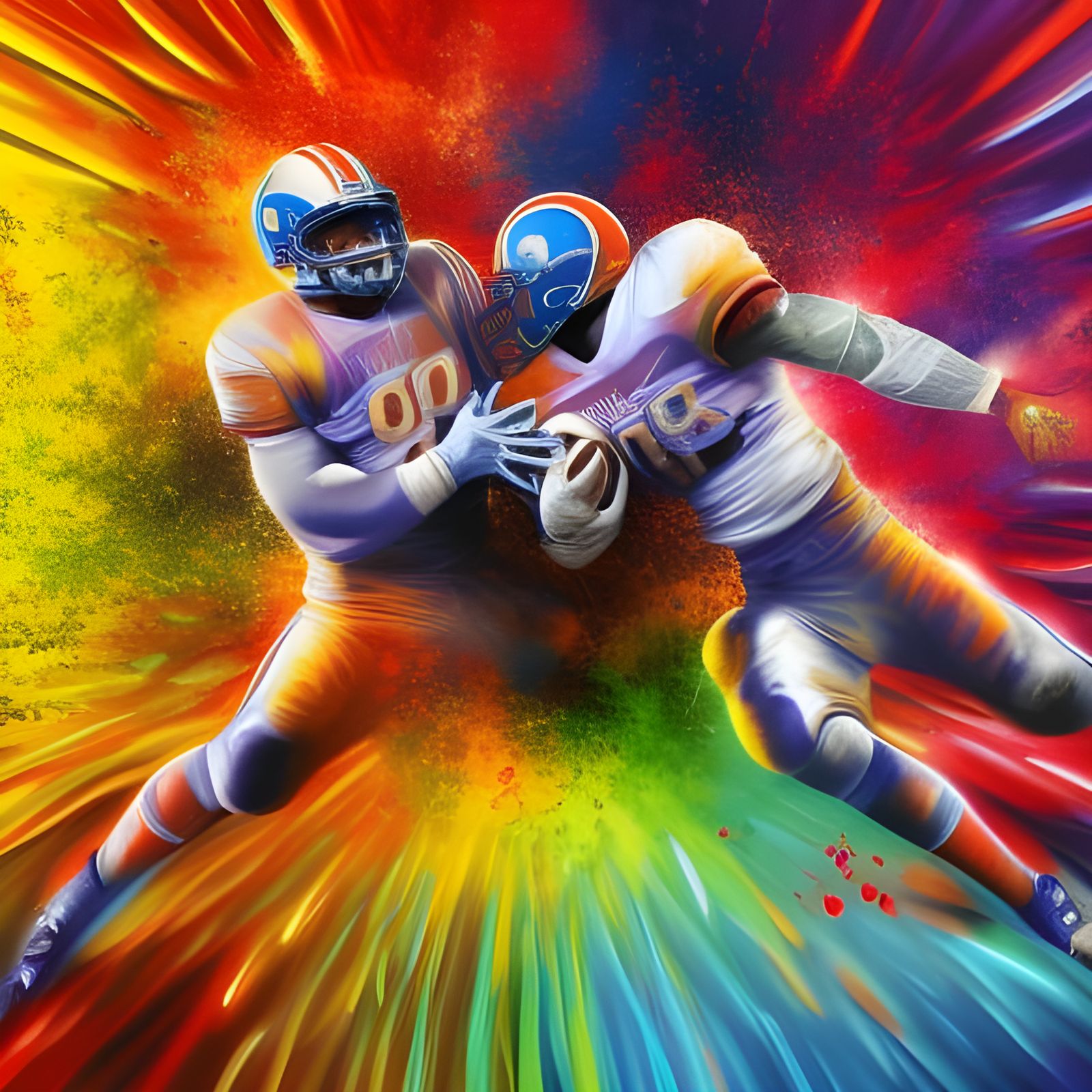 American Football Collision: 3D Splash Paint Explosion