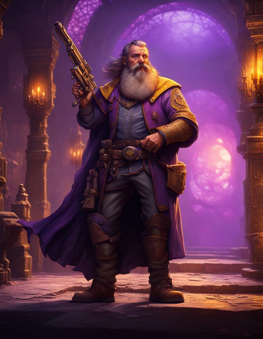 Dwarven Gunslinger in Dark Fantasy Art Style