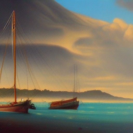 Seascape in Cityscape: Oil Painting