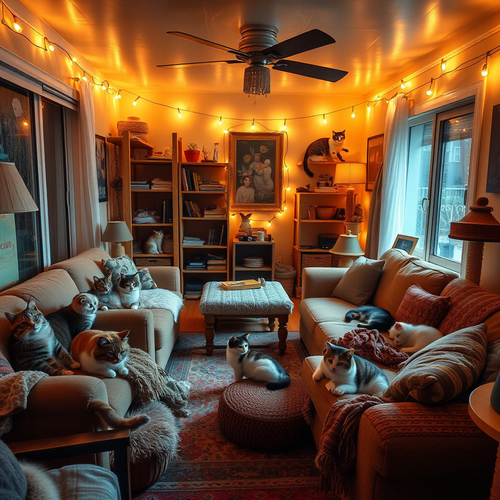 Cozy Cat Foster Home in Hyperrealistic Style