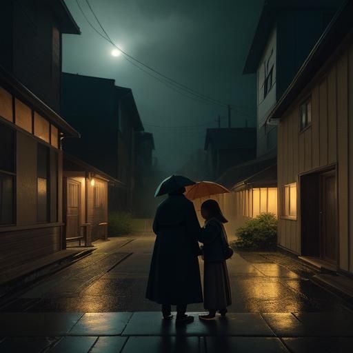 Rainy Night in the Suburbs: Cinematic Film Still