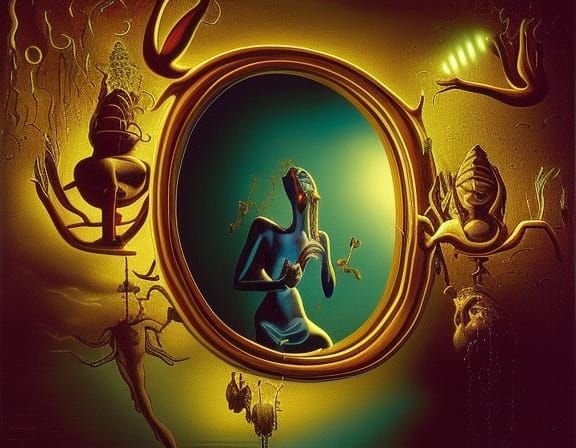 Surreal Bioluminescent Kiss: A Dreamlike Reflection