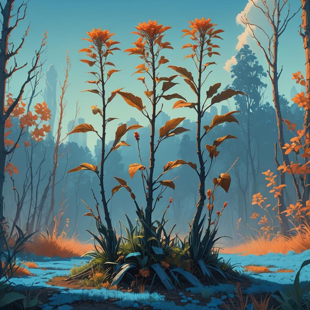 Barefoot Plants in a Luminescent Digital Painting