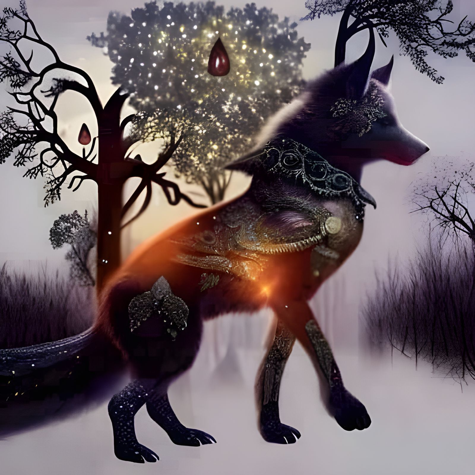 Gothic Fantasy Animal with Sequins in Digital Art