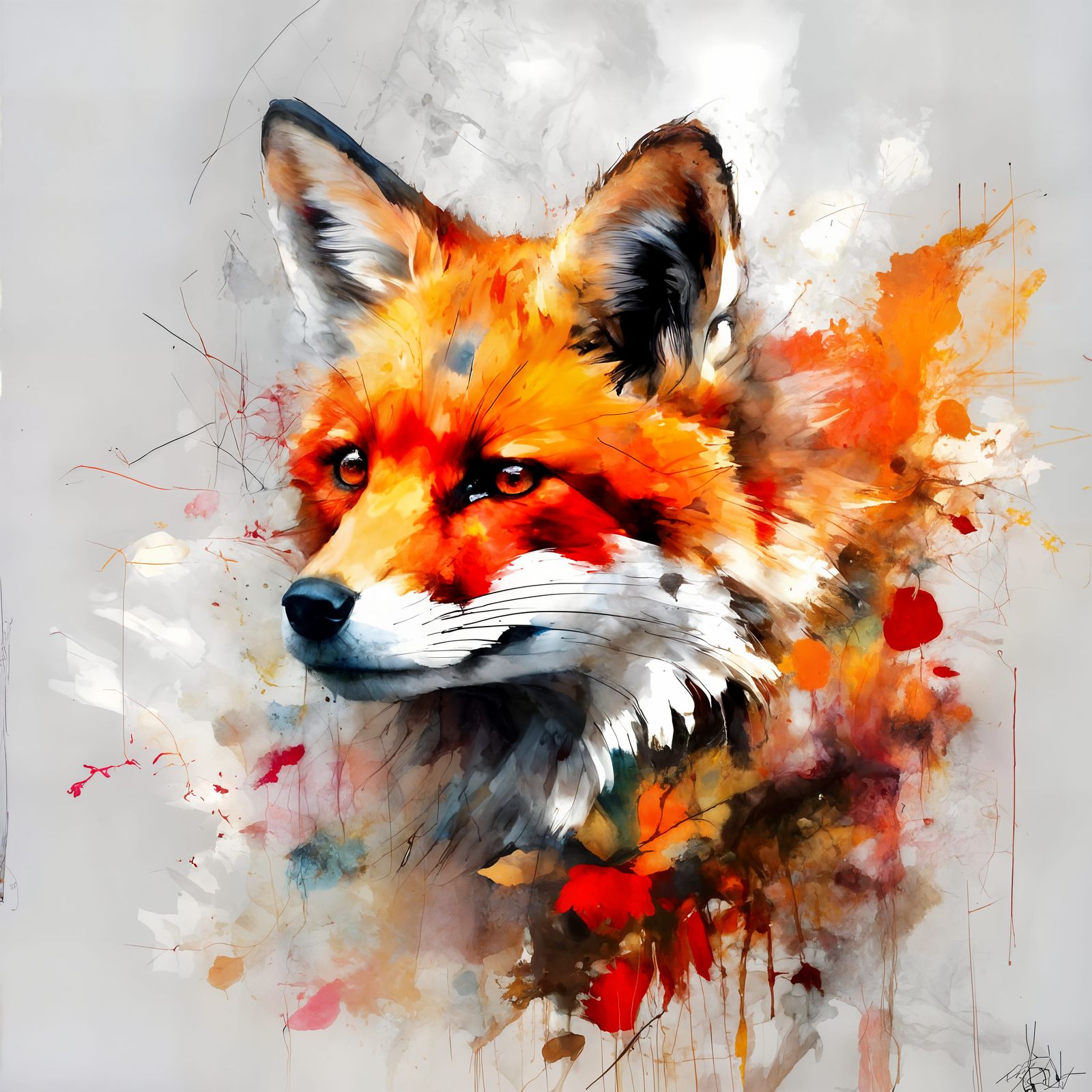 Whimsical Forest Fox in Vibrant, Dreamlike Landscape
