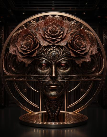Bronze Rose Android in Fractal Recursion